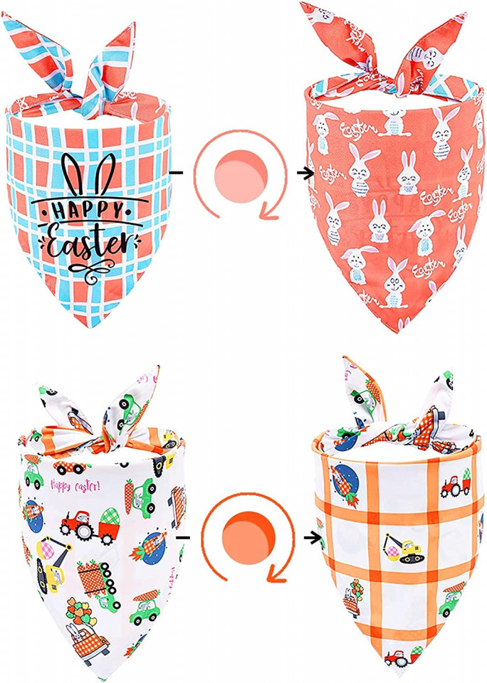 Poze Set de 2 bandane pentru caini Reakoo, textil, multicolor, 47 x 47 x 71 cm