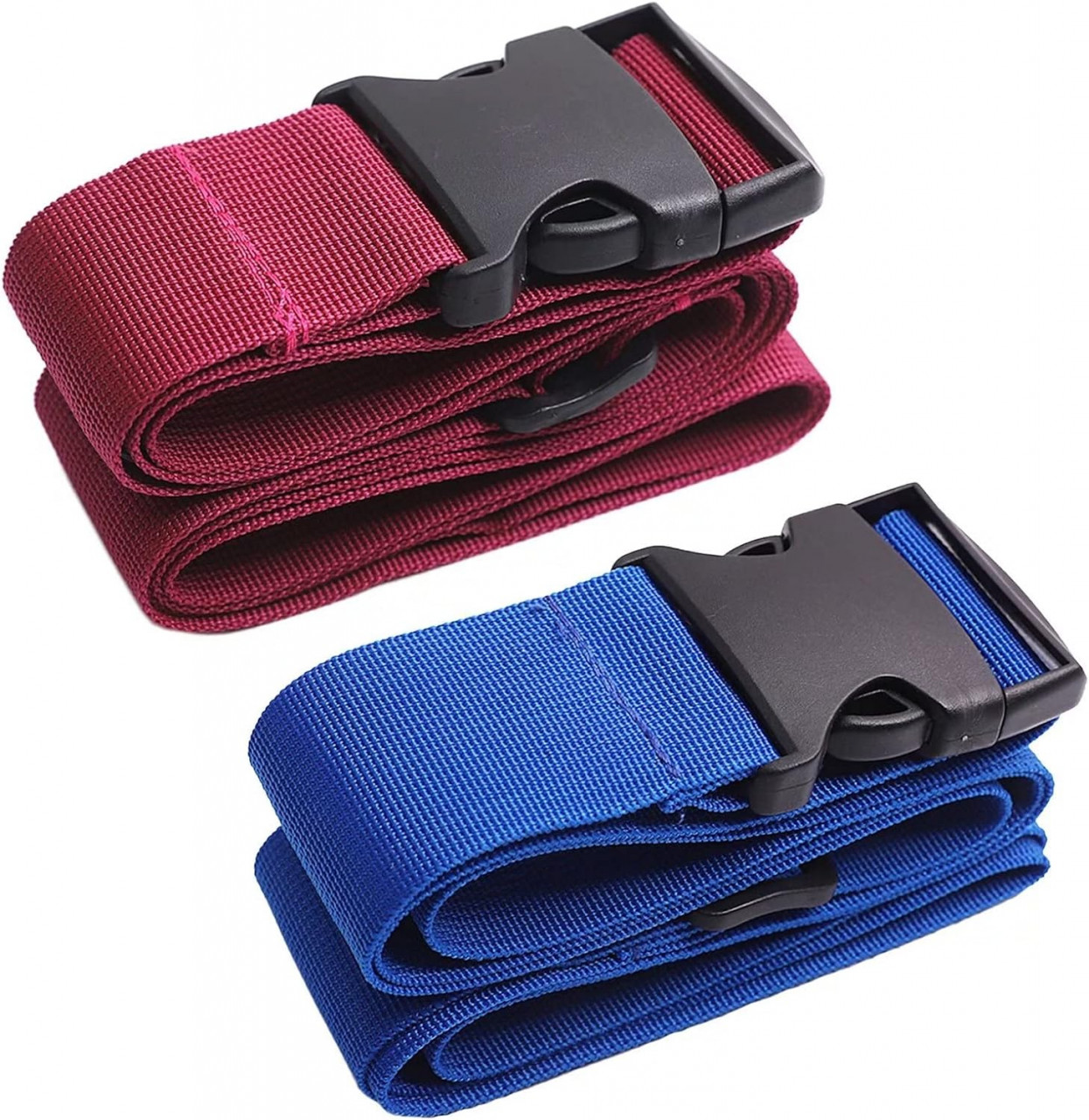 Set de 2 curele pentru bagaje Zyldk, polipropilena/plastic, albastru/visiniu/negru, 5,5 x 188 cm