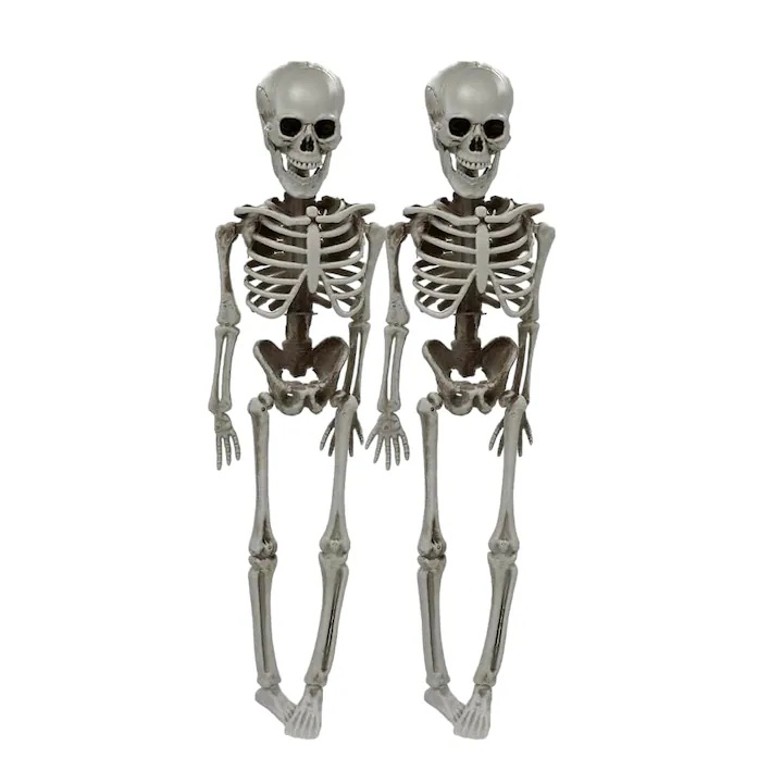 Set de 2 decoratiuni pentru Halloween Dlishka, model schelet, plastic, alb, 40 cm