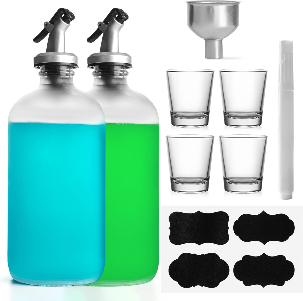 Set de 2 dozatoare pentru lichide FNG8, sticla/otel inoxidabil, transparent, 475 ml
