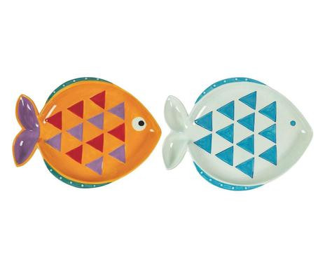 Set de 2 farfurii Caraibe, ceramica, multicolor, 21,9 x 16,2 x 2,4 cm chilipirul-zilei imagine noua