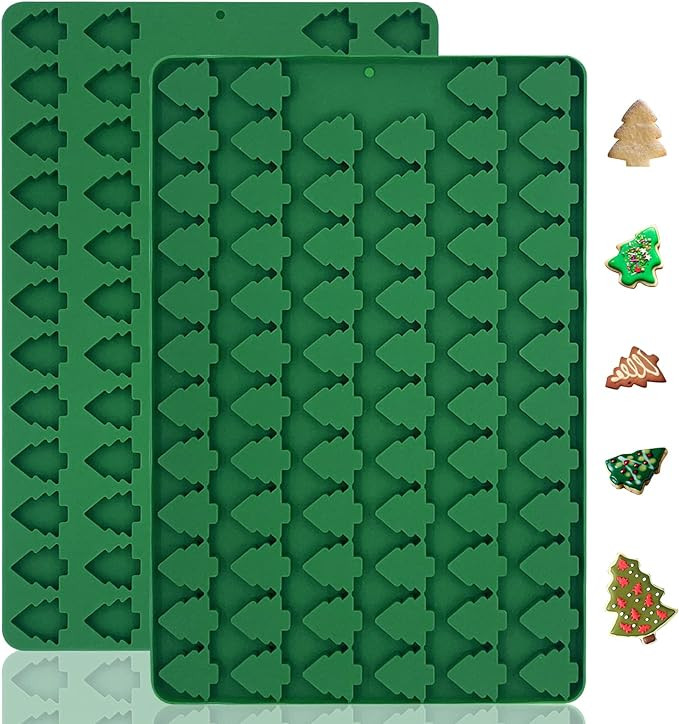 Set de 2 forme Honnesserry pentru bomboanele de Craciun, silicon, verde, 29.5 x 19.5 x 1.3 cm