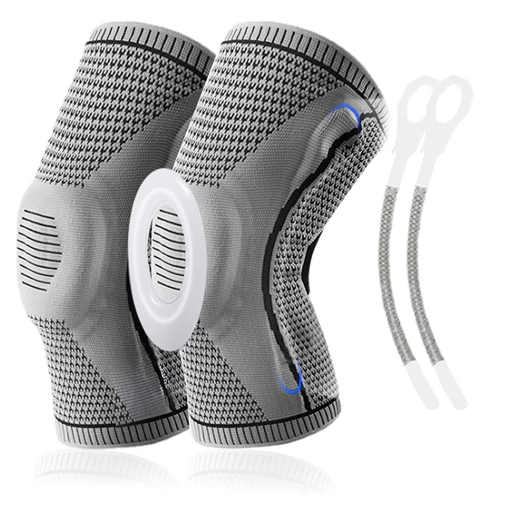 Set de 2 genunchiere TOFBS, nailon/gel, gri, marimea M