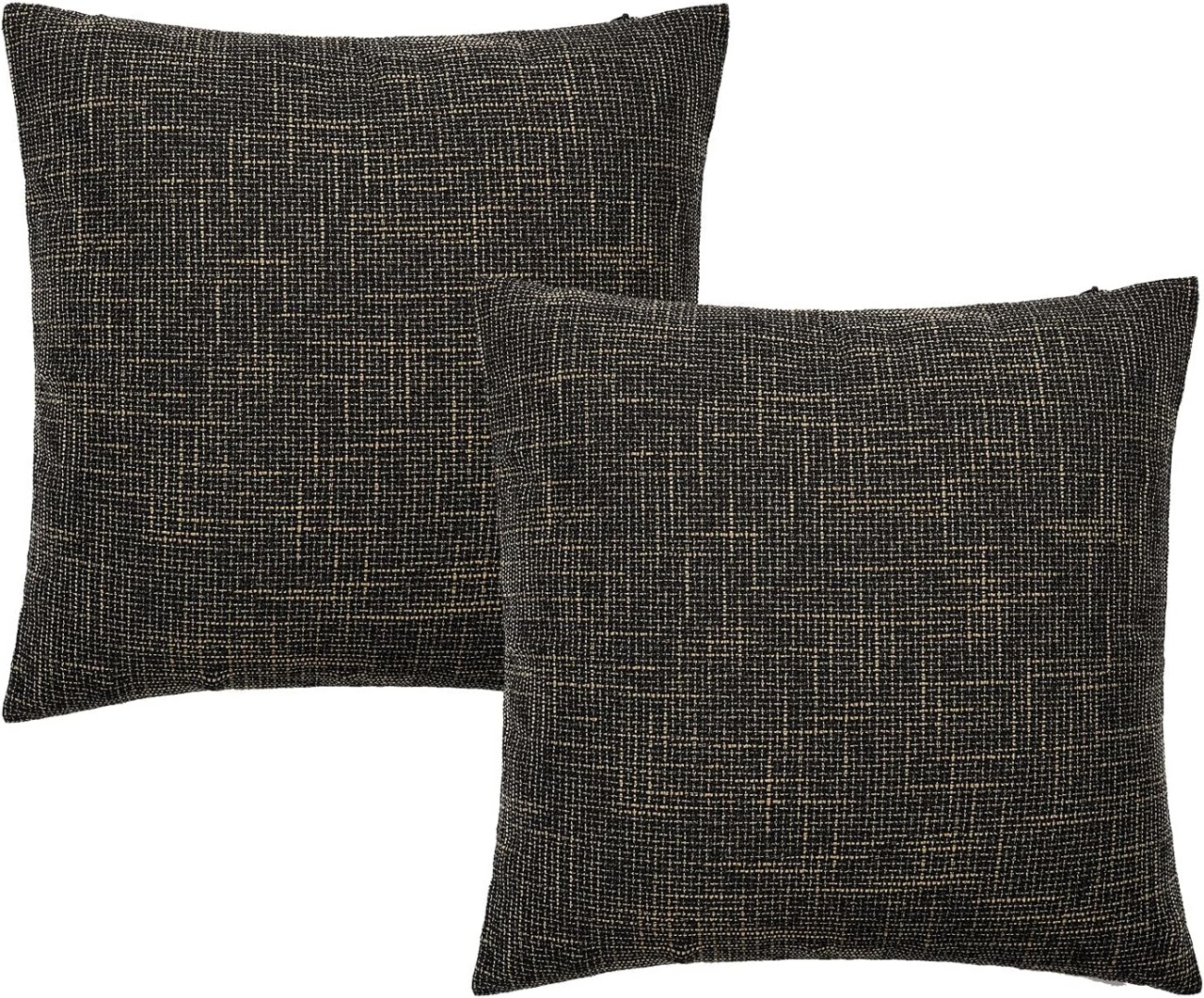 Set de 2 huse pentru perna Tan.Tomi, in, negru/auriu, 45 x 45 cm