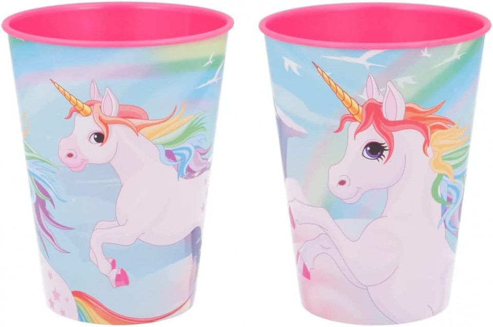 Poza Set de 2 pahare cu unicorni Ils i Love, plastic, multicolor, 260 ml