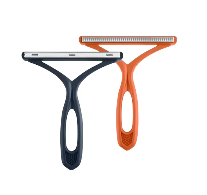 Set de 2 perii pentru scame Tarumedo, metal/plastic, portocaliu/albastru inchis, 13 x 14 cm