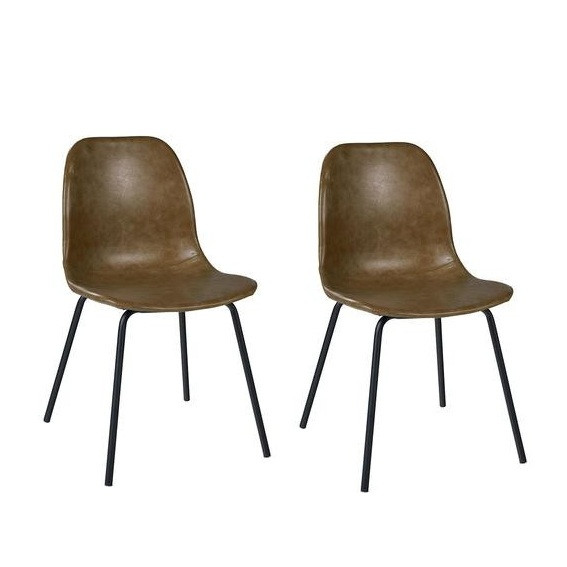 Set de 2 scaune Barnaba, piele ecologica, verde masliniu, 45 x 45 x 81.5 cm chilipirul-zilei.ro imagine noua 2022