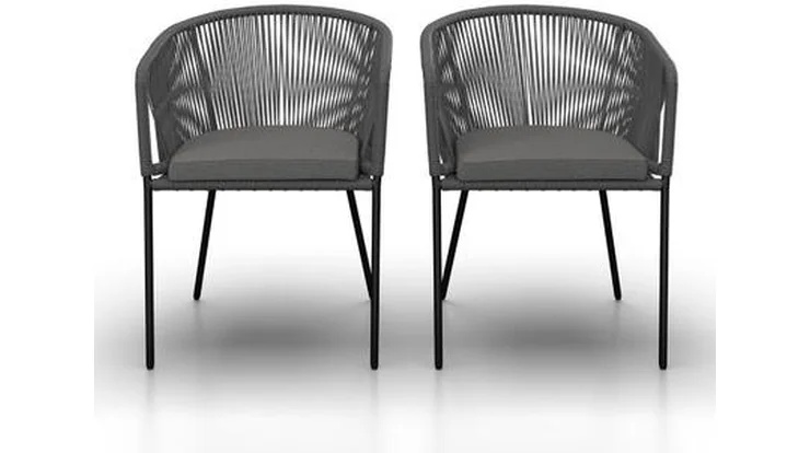 Set de 2 scaune de grădină Victor NEGRU metal/textil