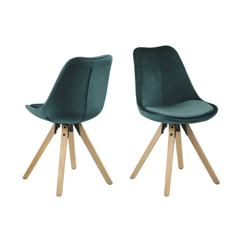 Set de 2 scaune tapitate Mirabella, natur/verde, 85 x 48,5 x 55 cm