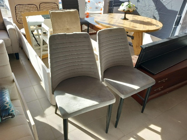 Set de 2 scaune tapitate Otto, catifea/ lemn, gri/ negru, 88 x 48 x 44 cm image1