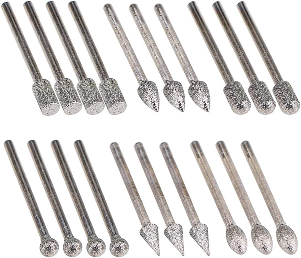 Set de 20 freze diamantate pentru slefuit Agger, argintiu, 4,5 x 0,3 cm
