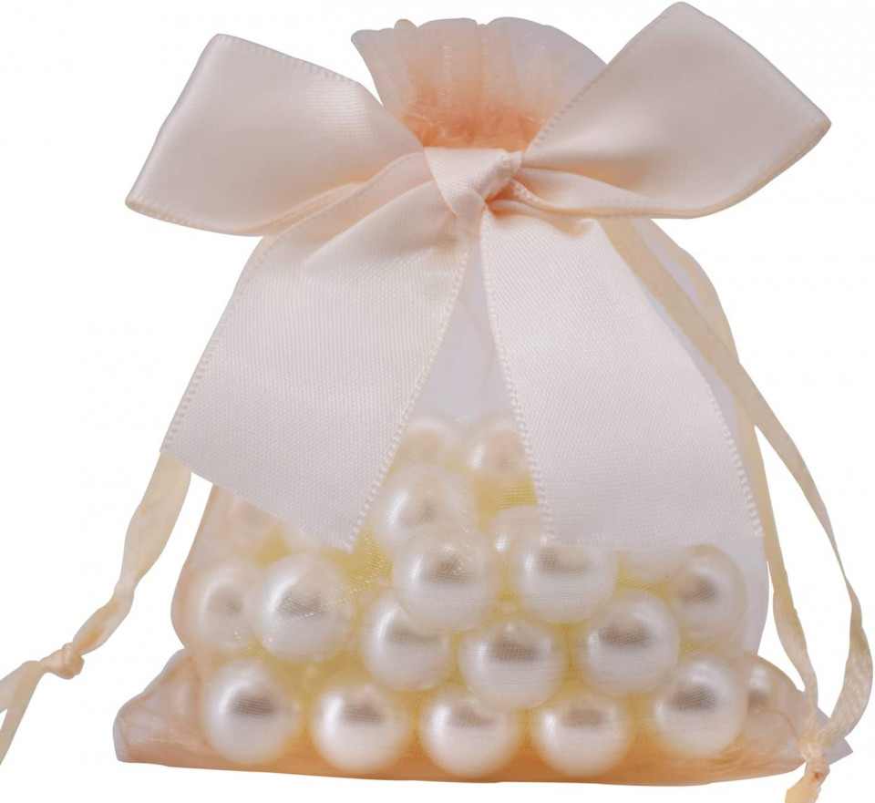 Set de 20 saculeti cu perle pentru marturii Creahaus, textil/plastic, sampanie, 7 x 9 cm Accesorii pentru petreceri 2023-09-25