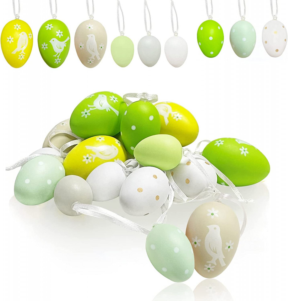 Set de 21 oua pentru Paste Bseical, plastic, multicolor, 4/5/6 cm Pret Redus chilipirul-zilei pret redus imagine 2022
