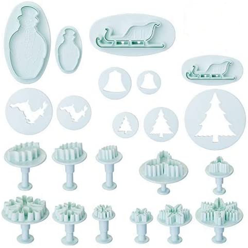 Set de 22 forme pentru prajituri de Craciun LIHAO, plastic, albastru albastru imagine 2022