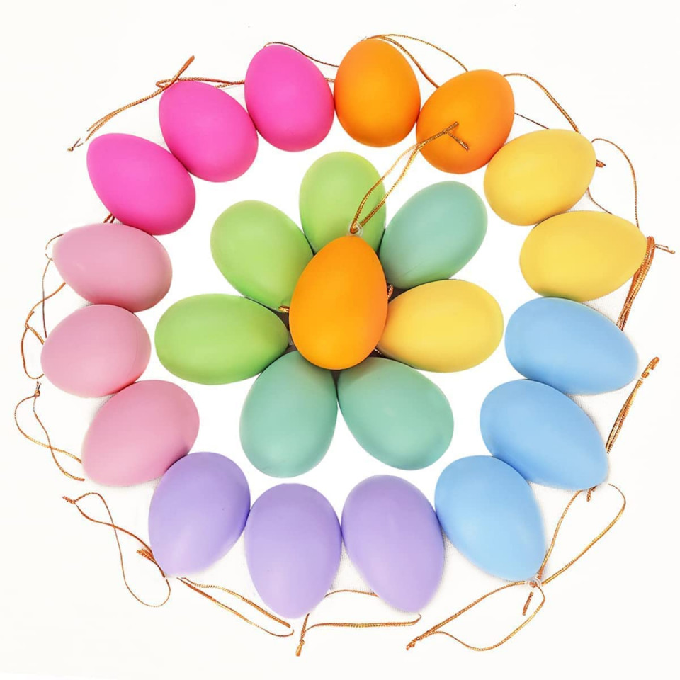 Set de 24 oua pentru Paste BAORONG, plastic, multicolor, 6 x 4 cm
