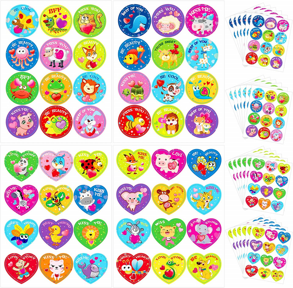 Set de 288 stickere Qpout, hartie, multicolor, 4 cm