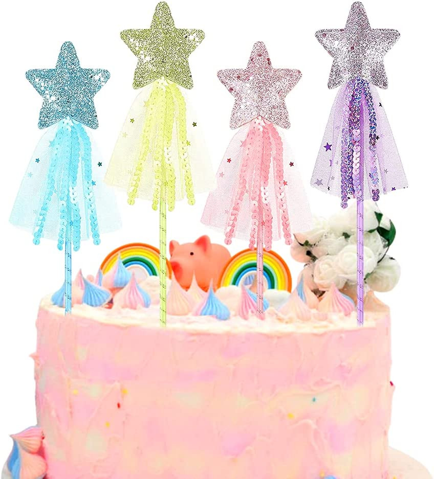 Set de 4 baghete pentru decorare tort Ropniik, plastic, multicolor, 30 cm accesorii