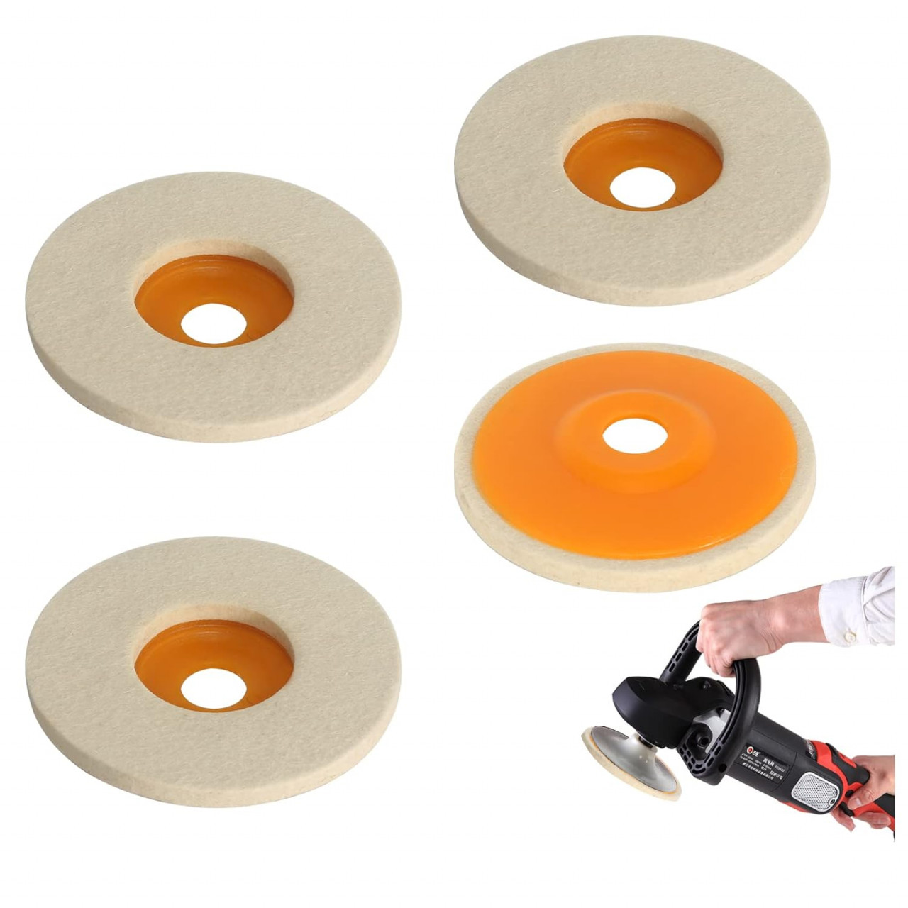 Set de 4 discuri pentru polish Fasbet, pasla, maro, 121 x 9 mm