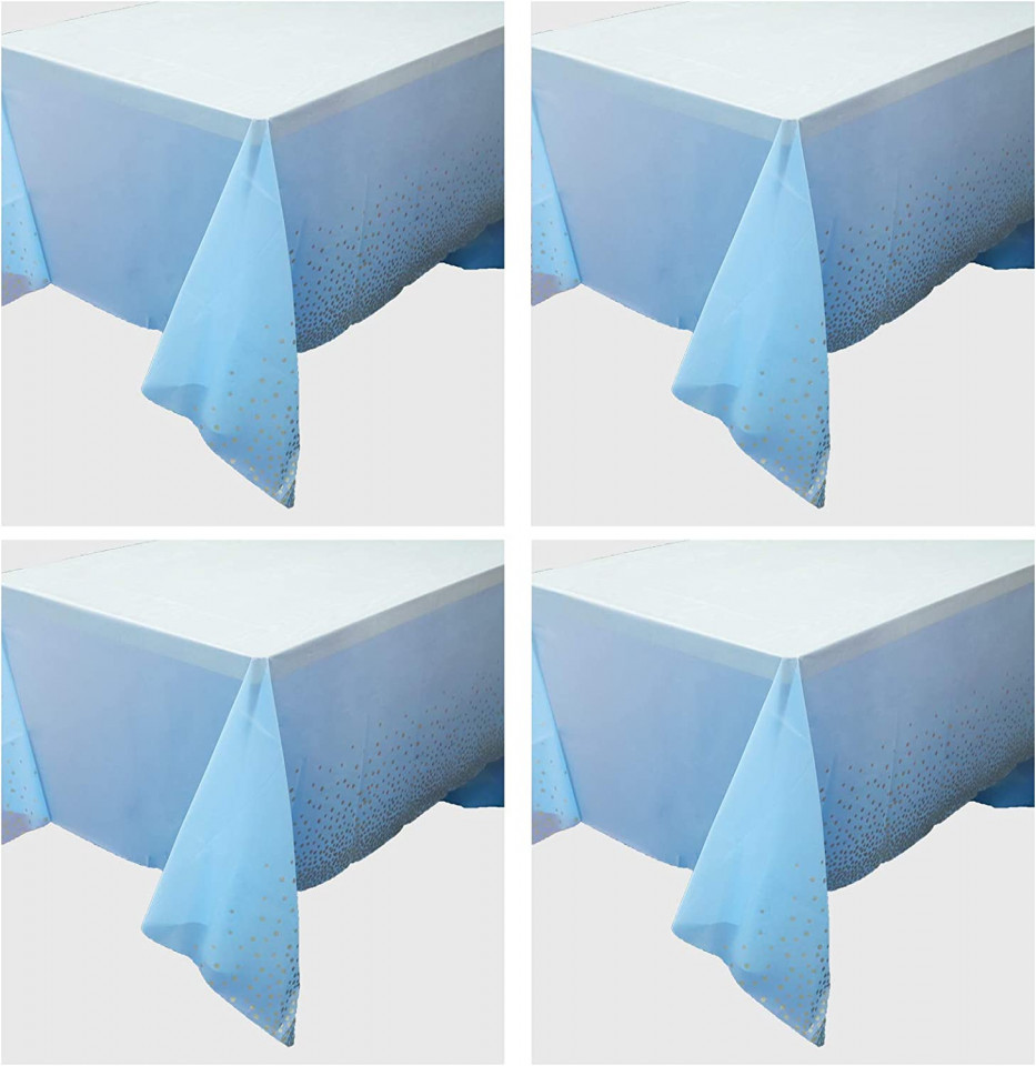 Set de 4 fete de masa Colmanda, plastic, albastru, 137 x 274 cm