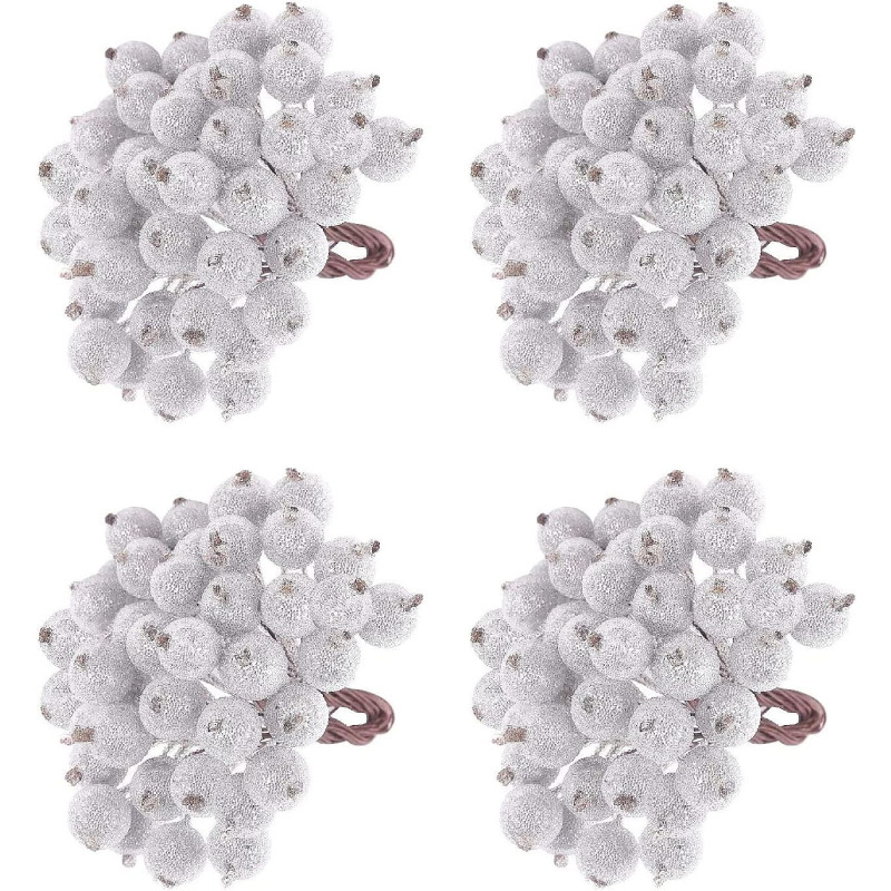 Set de 4 flori artificiale pentru Craciun Lights2K, metal/spuma, argintiu/cupru, 120 x 12 mm