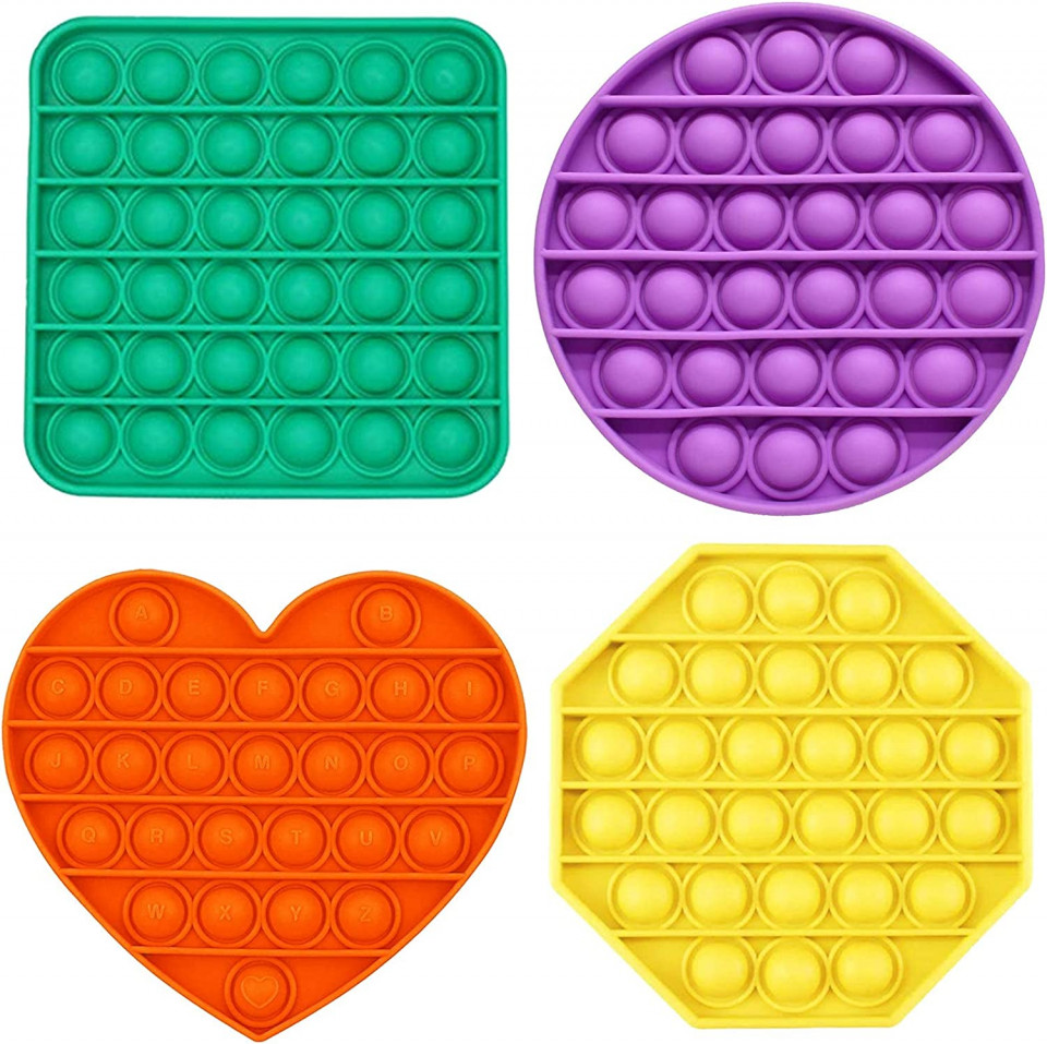 Set de 4 jucarii anti-stres Atuful, silicon, multicolor