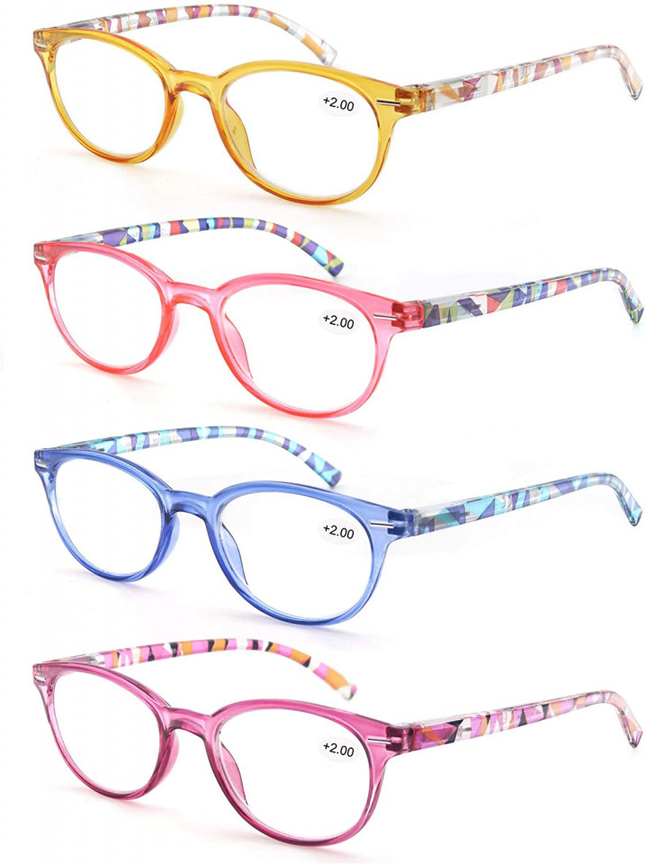 Set de 4 perechi ochelari de citit Modfans, pentru dama, cu dioptrii 1.25, plastic, multicolor 1.25