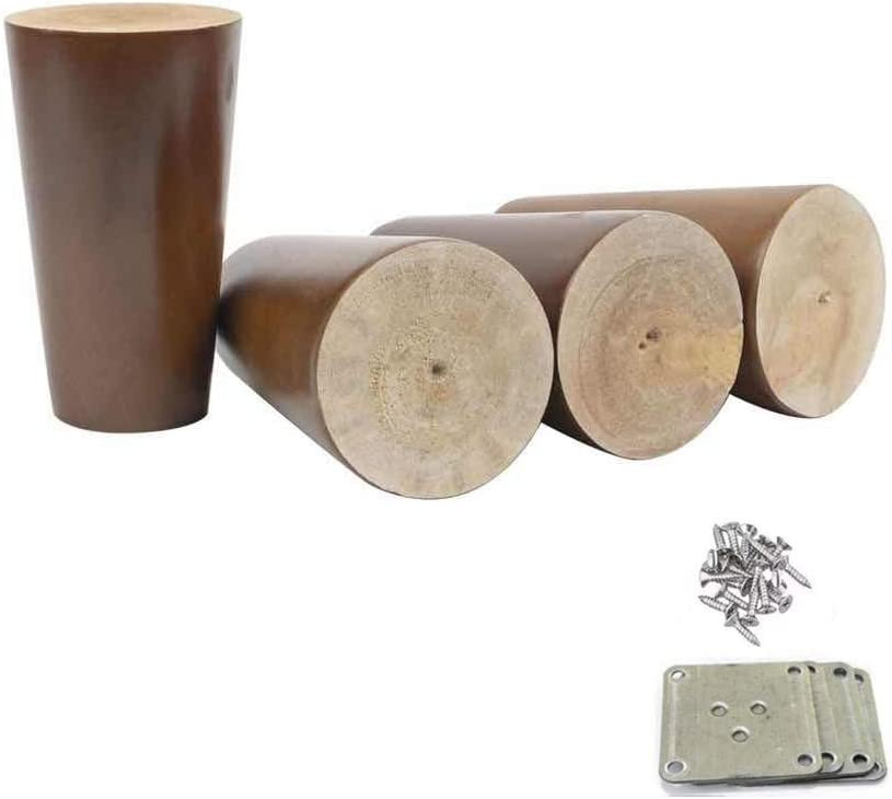 Set de 4 picioare pentru mobilier cu accesorii de montare Mysummer, lemn, nuc, 10 cm Accesorii imagine noua