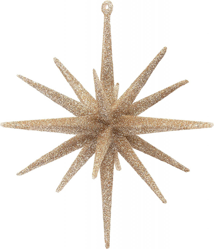 Set de 4 stele de Craciun KI Store, plastic, auriu, 15 cm