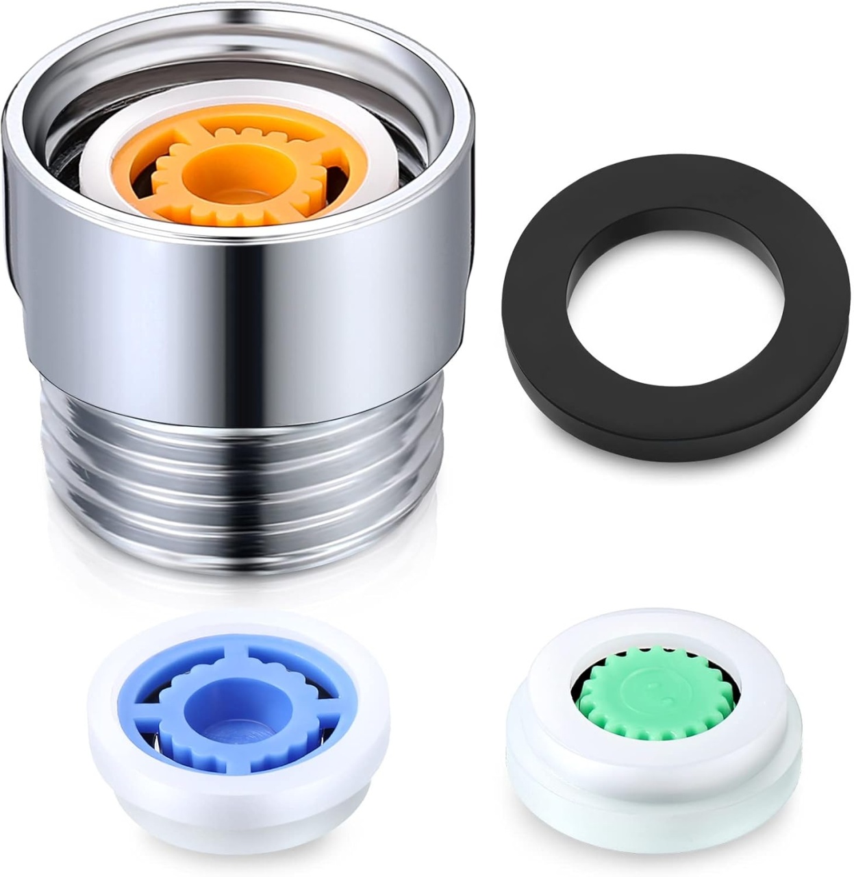 Set de 5 adaptoare cu limitare pentru chiuveta Honoson, alama, argintiu, 2,4 x 2,1 cm