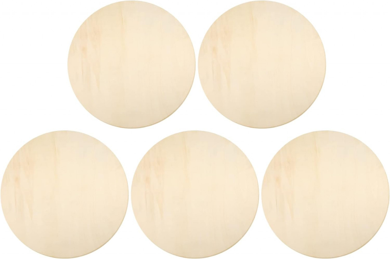 Set de 5 discuri pentru mestesuguri Pyatofyy, lemn, natur, 35 cm