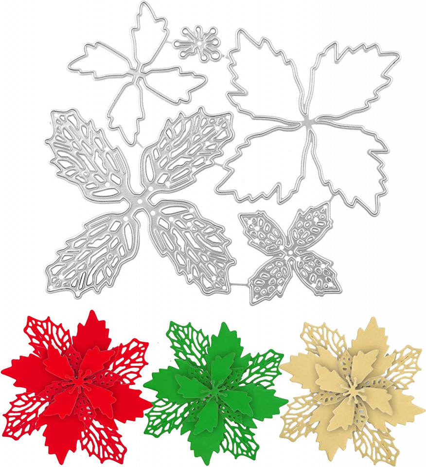 Set de 5 flori de Craciun Naler, metal, multicolor, 10 x 10 cm Accesorii pentru petreceri 2023-09-25