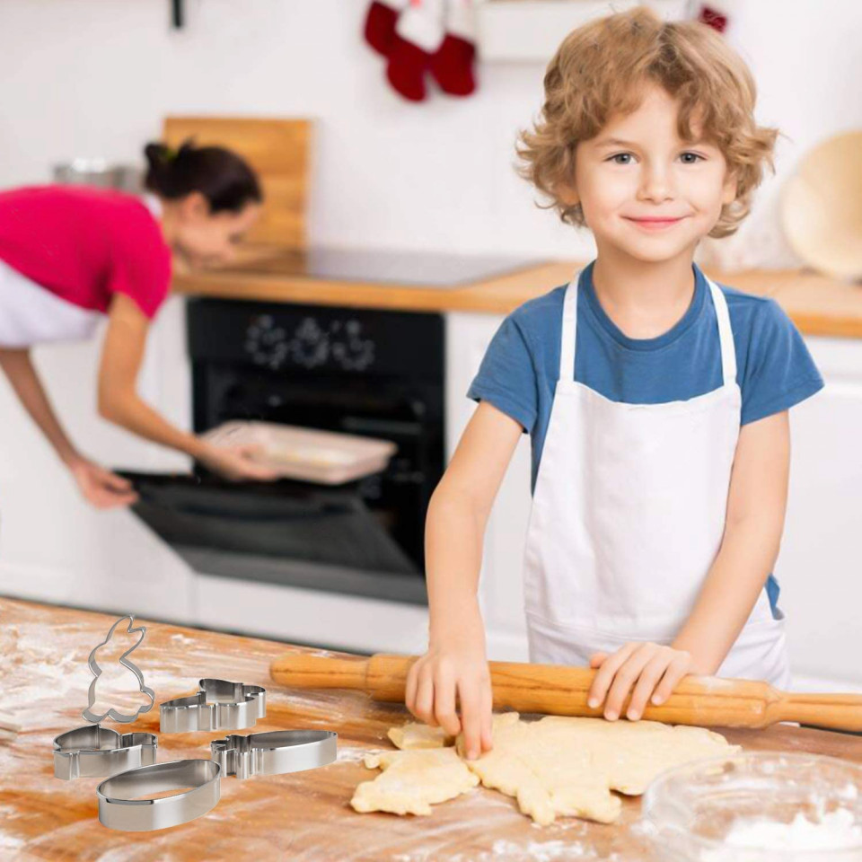 Poze Set de 5 forme pentru biscuiti Joyoldelf, otel inoxidabil, argintiu