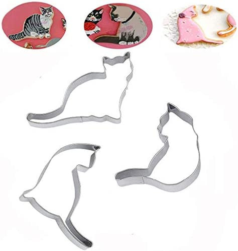 Poze Set de 5 forme pentru prajituri FOHYLOY, animale, otel inoxidabil, argintiu