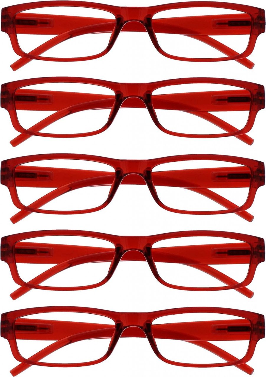 Set de 5 perechi de ochelari pentru citit Opulize, rosu, +1.00