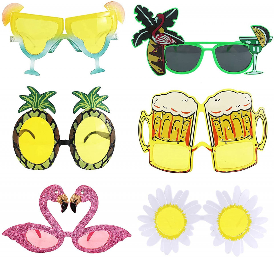 Set de 6 perechi de ochelari pentru recuzita foto JellnZs, Hawaiian Tropical, PPT, multicolor Accesorii pentru petreceri 2023-09-28 3