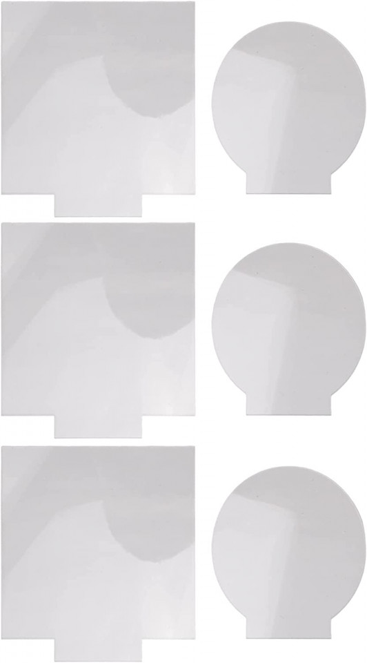 Set de 6 plasci acrilice pentru gravat OVNSHVN, transparent, 15 x 15 x 0,2 cm / 13,5 x 12 x 0,2 cm