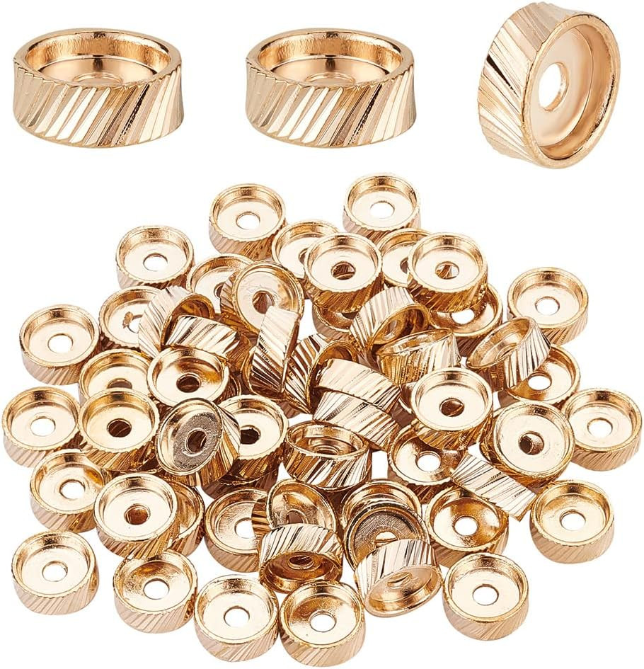Set de 64 margele rotunde pentru bijuterii BENECREAT, aliaj, auriu, 10 x 4 mm