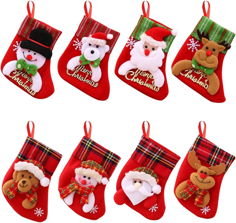 Set de 8 ciorapi pentru Craciun BESTZY, textil, multicolor, 16 x 8 x 12 cm