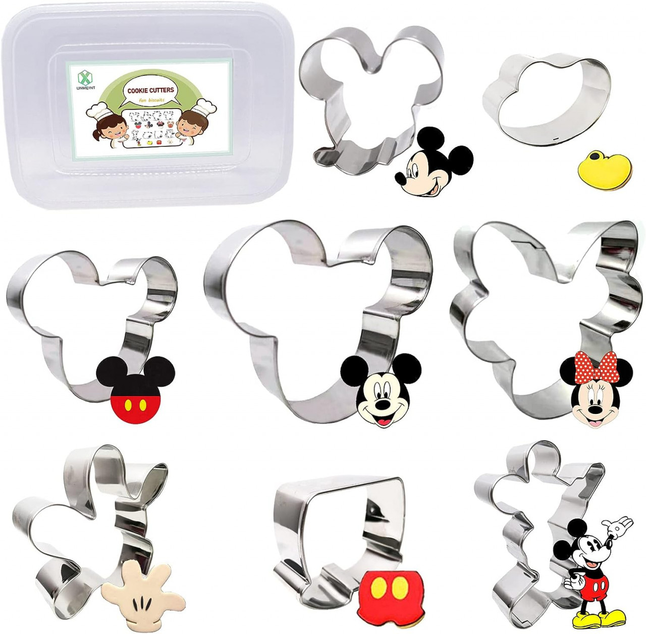 Set de 8 forme pentru prajituri XUNMEINT, model Mickey/Minnie Mouse, otel inoxidabil, argintiu chilipirul-zilei.ro/