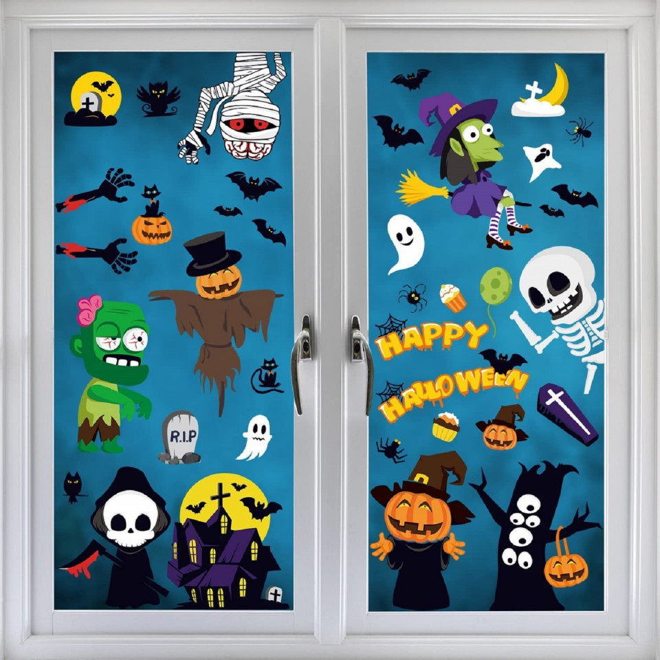 Set de 9 foi cu autocolante de Halloween Yuson, PVC,multicolor, 21 x 29,5 cm