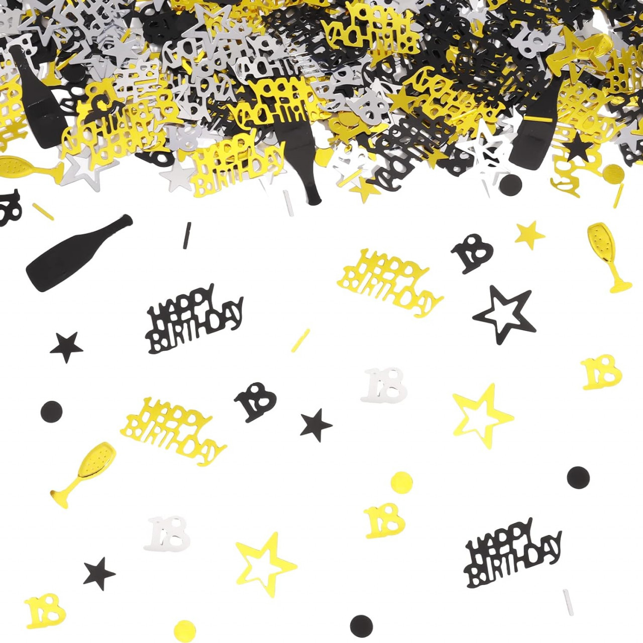 Set de confetti pentru 18 ani Auidy_6TXD, PVC, auriu/negru/argintiu, 15 g