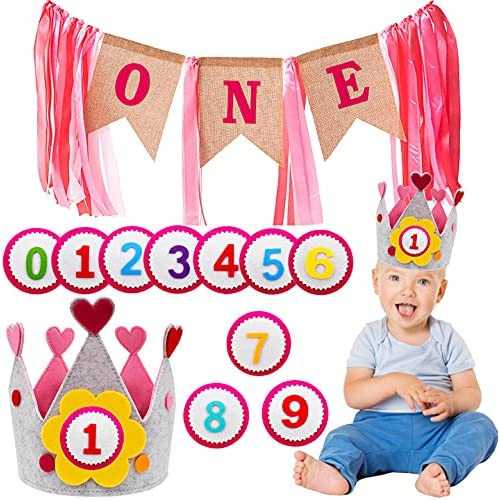 Set de coroana cu numere pentru aniversare copii Simyron, pasla, multicolor,56 cm Accesorii imagine noua