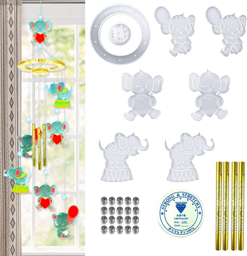 Set de matrite si accesorii pentru creare clopotei de vant Koonafy, silicon/metal, multicolor, 32 piese