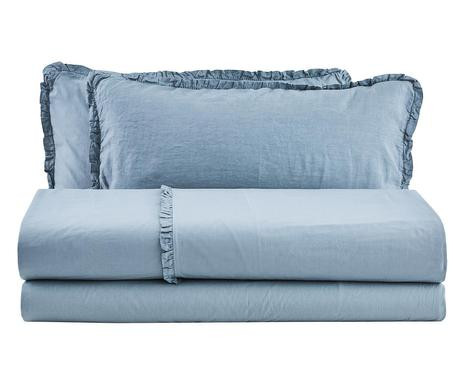 Poza Set lenjerie de pat, bumbac, albastru deschis, 255 x 250 cm/180 x 200 cm/50 x 80 cm