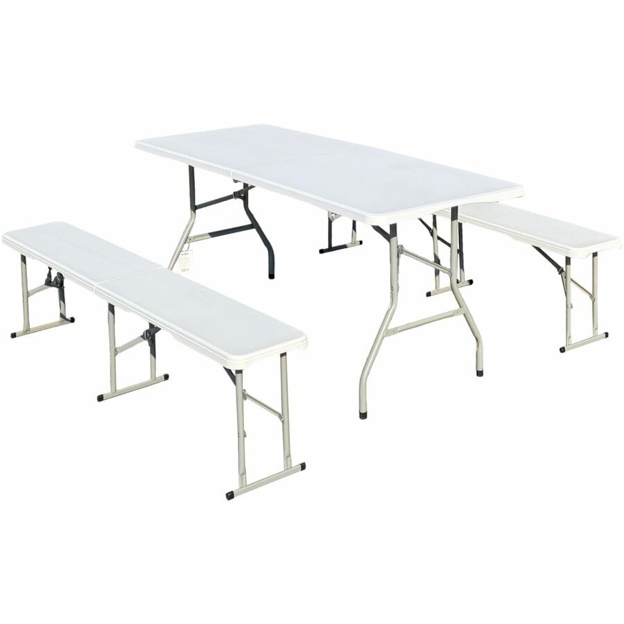 Set masa cu 2 banci plastic pliabile Heinner