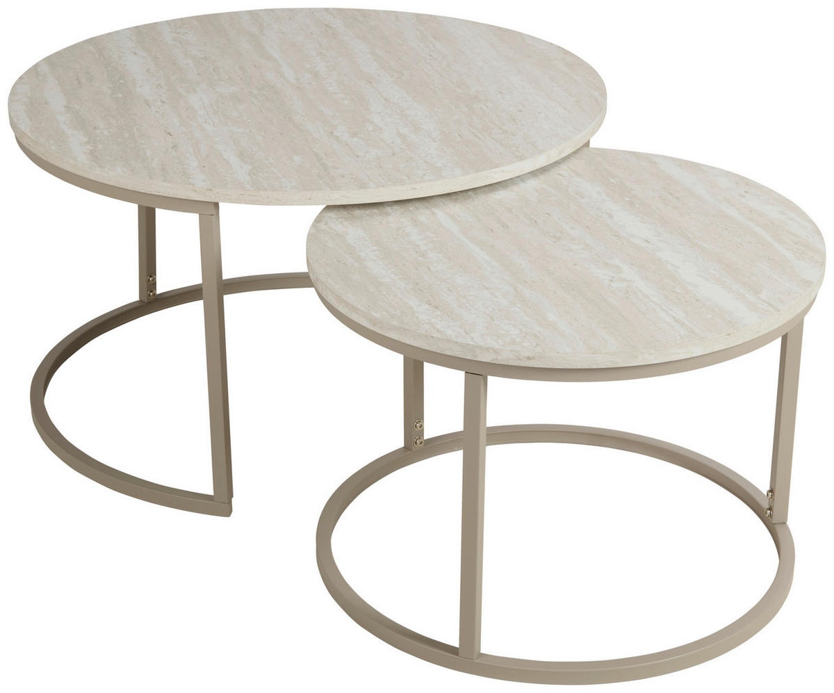 Set măsuță de cafea home24 60-80/60-80/42-45 cm rotundă gri deschis