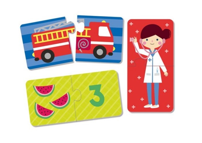 Set puzzle City: transport, numere, profesii, Apli Kids, 7 x 7 cm, 3 x 24 piese