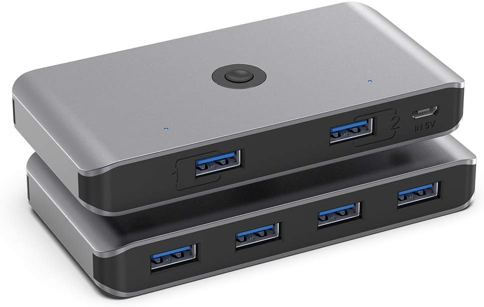 Set switch si hub Rocketek, 6 USB 3.0, negru/argintiu