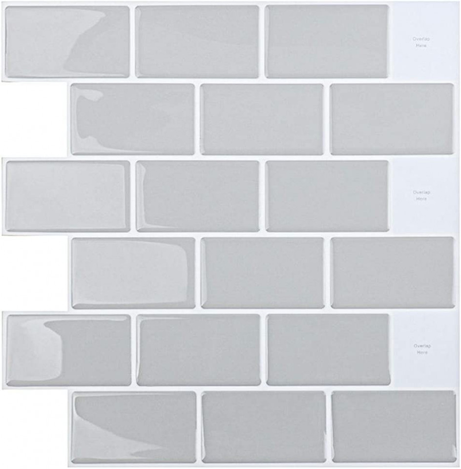 Set tapet 3D Yoillione, 10 piese, vinil, gri, 30,5 x 30,5 cm chilipirul-zilei.ro/ imagine 2022