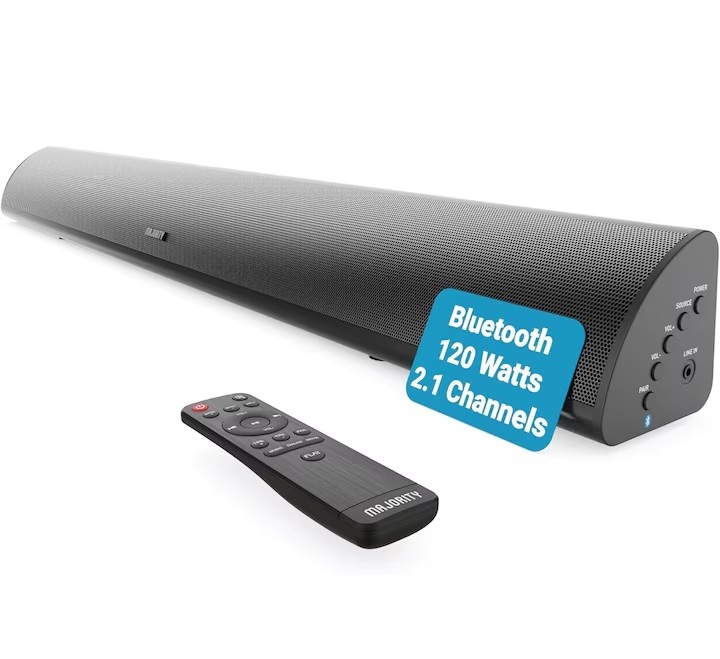 Soundbar cu Subwoofer integrat, Majority, Snowdon, 2.1, Bluetooth, PC, Wireless, AUX, 120 W, negru, resigilat
